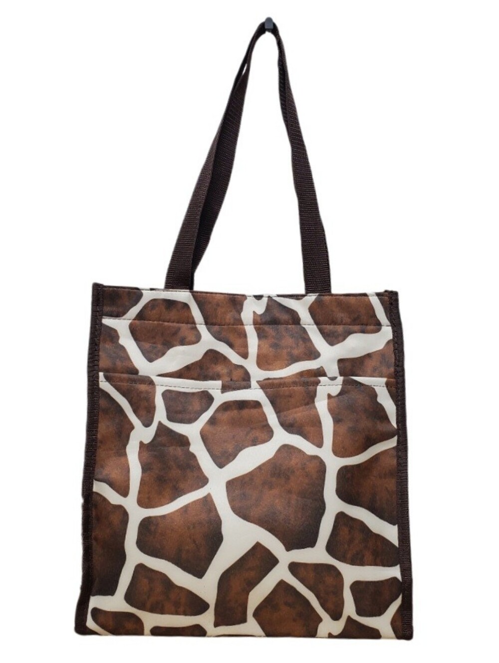 Giraffe Pattern Tote with Side Pocket for Water Bottle